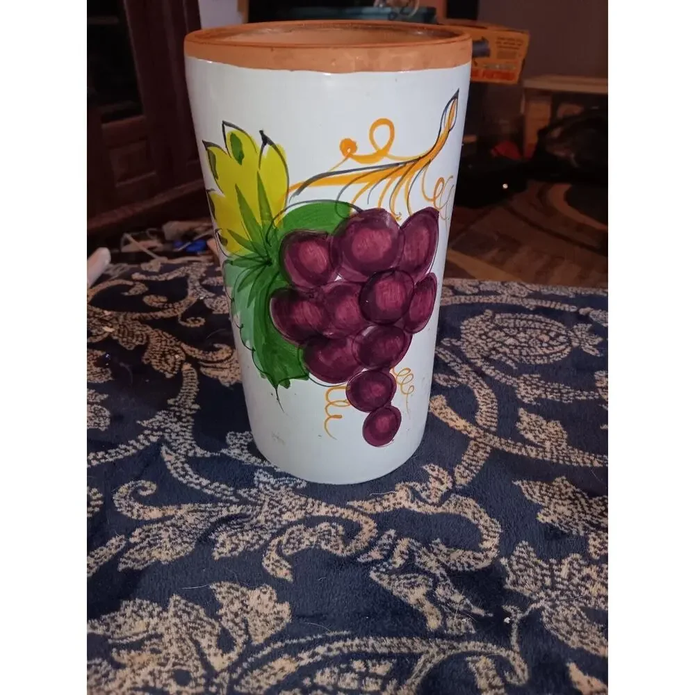 Vintage Pier 1 Utensil Holder Or Wine Cooler Ceramic Piece. Used Good Condition